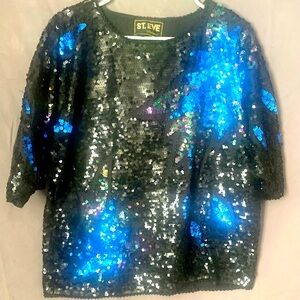 Vtg 80’s Sequin Dolman or Box top sz M / l St Eve